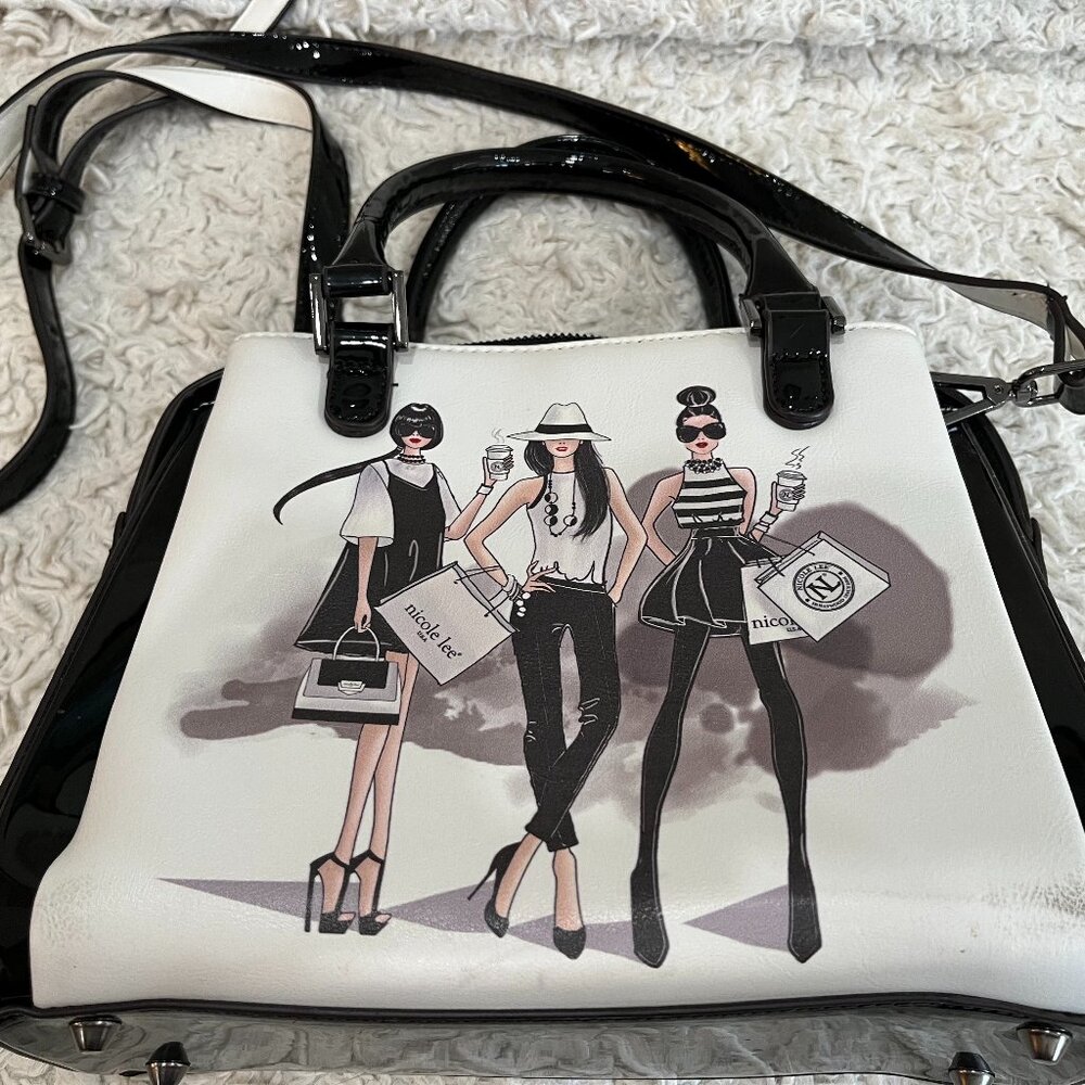 Nicole Lee leather black and white purse
